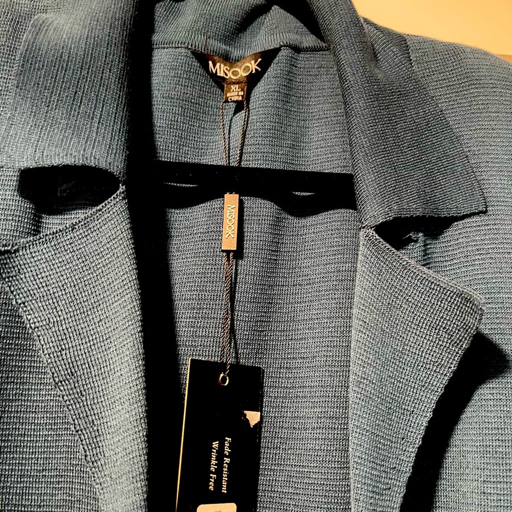 Misook long cardigan. Teal. Beautiful. New. Pockets. Knit. - Picture 2 of 5